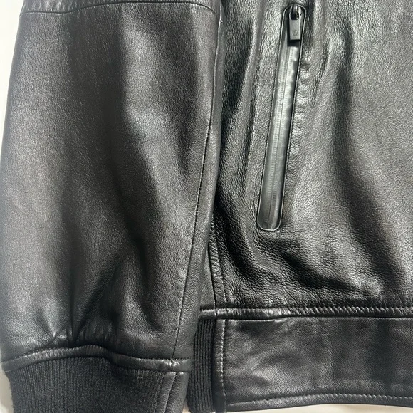 Massimo Dutti Black Nappa Leather Bomber Moto Jacket XXL Euro Style - Picture 4 of 16